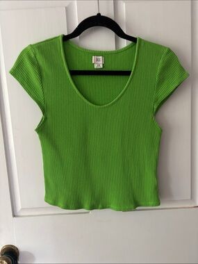 BDG Bright Lime Ribbed Scoop Crop Top
